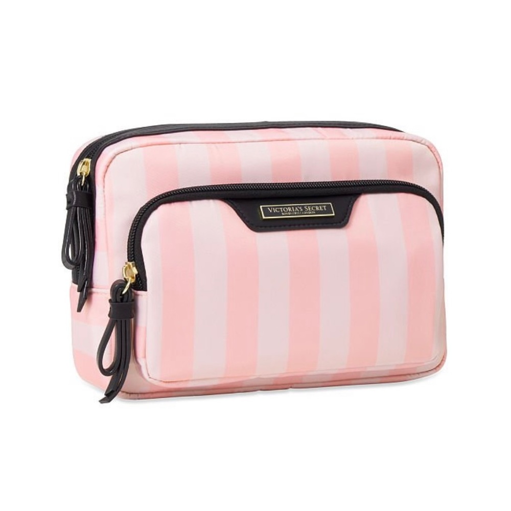 NWT Victoria’s Secret Glam Makeup Bag - Pink and White Stripe